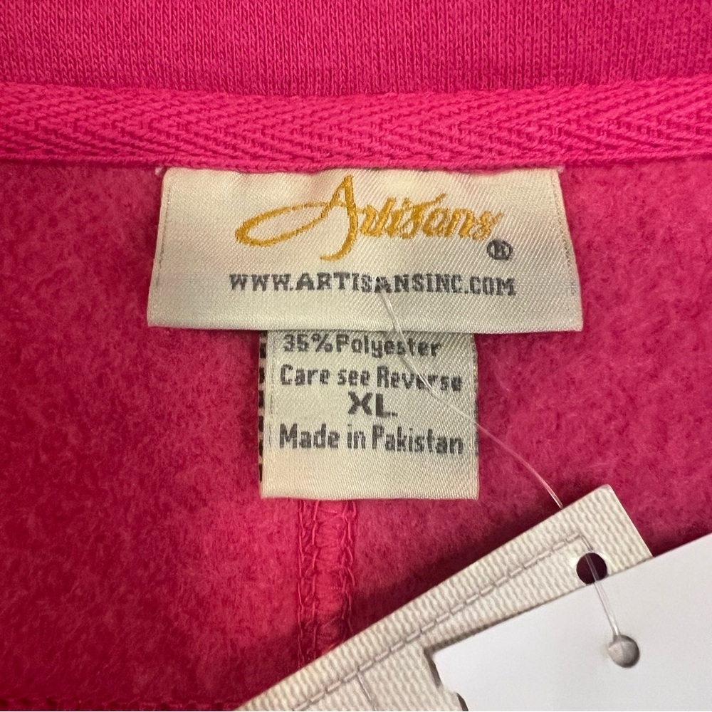 NWT Vintage ARTISANS Pink Full-Zip Jacket with Embroidered Floral Design | XL - Picture 9 of 15